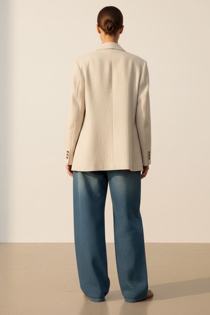 Pantalon Baggy Bleu Jean Ample Décontracté Femme - vue 2