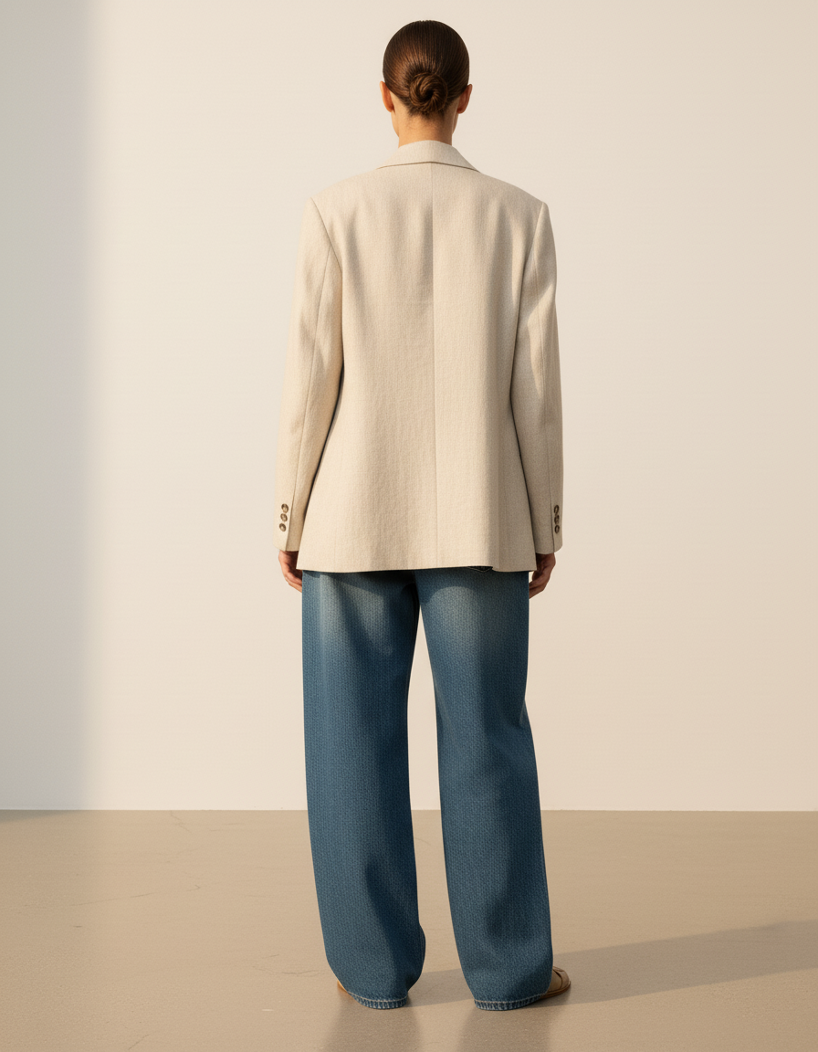 Pantalon Baggy Bleu Jean Ample Décontracté Femme - vue 2