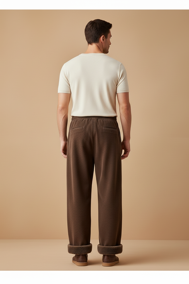Pantalon Baggy Marron Côtelé Ample Doublé Hiver - Cordé - vue 2