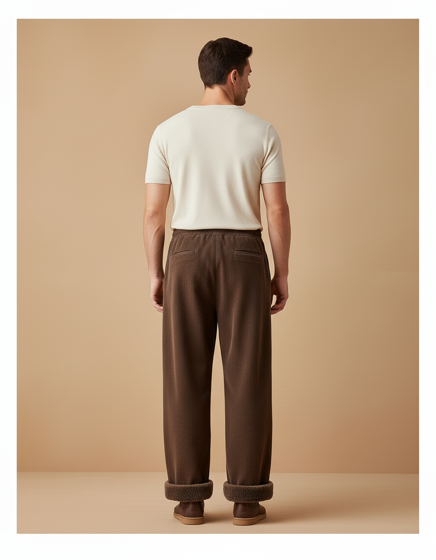 Pantalon Baggy Marron Côtelé Ample Doublé Hiver - Cordé - vue 2