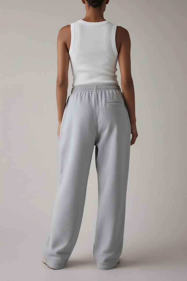 Pantalon Baggy Gris Molleton Ample Décontracté Sport - vue 2