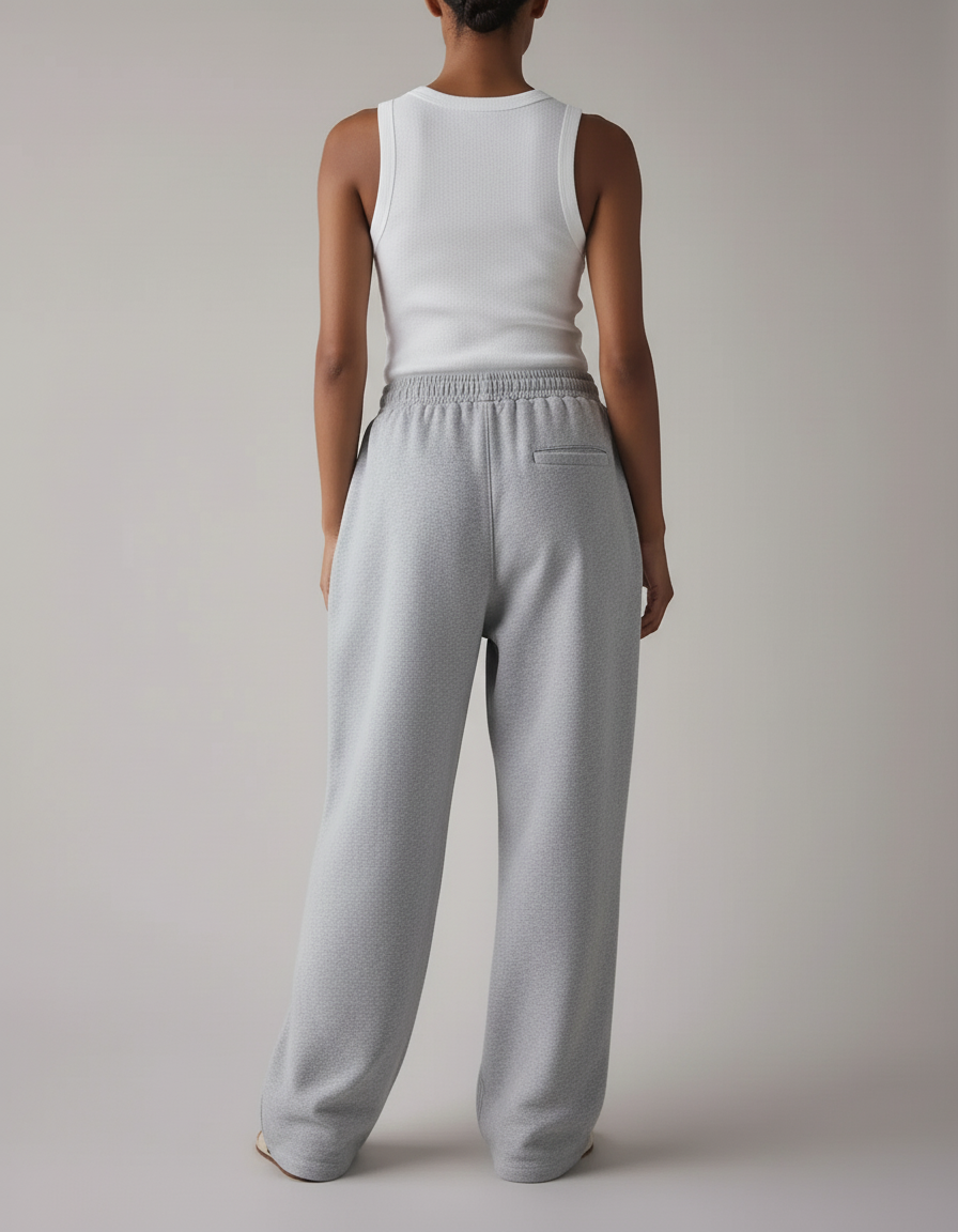 Pantalon Baggy Gris Molleton Ample Décontracté Sport - vue 2