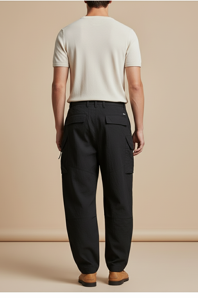 Pantalon Baggy Noir Cargo Ample Tactique Homme - Polyester - vue 2