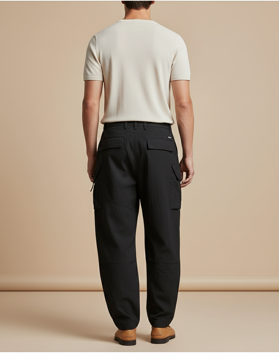 Pantalon Baggy Noir Cargo Ample Tactique Homme - Polyester - vue 2