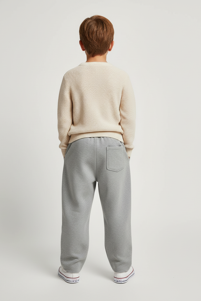 Pantalon Baggy Gris Ample Lettré Décontracté Coton Enfant - Molleton - vue 2