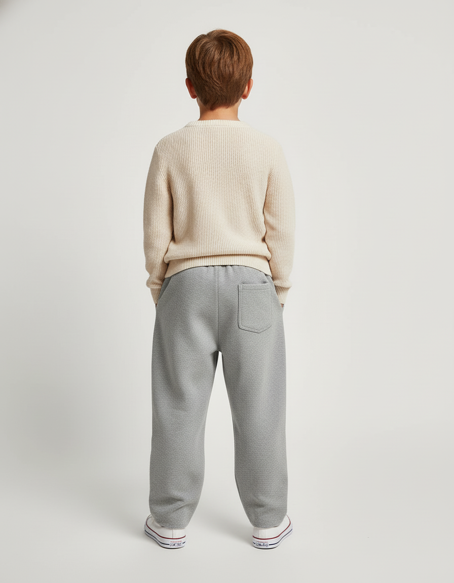 Pantalon Baggy Gris Ample Lettré Décontracté Coton Enfant - Molleton - vue 2