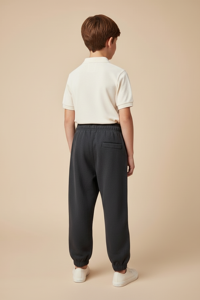 Pantalon Baggy Gris Foncé Cordon Coton Décontracté Unisexe - Molleton - vue 2