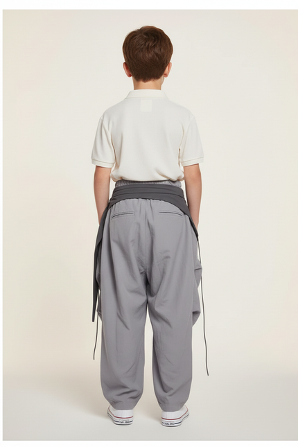 Pantalon Baggy Gris Ample Cargo Enfant - Polyester - vue 2