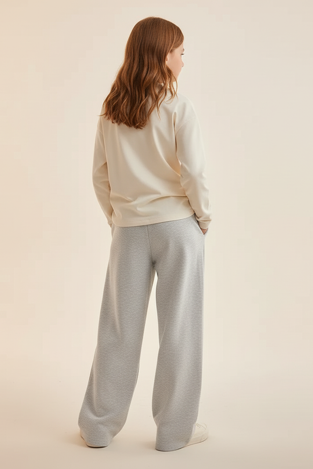 Pantalon Baggy Gris Coton Ample Décontracté Confortable - Molleton - vue 2