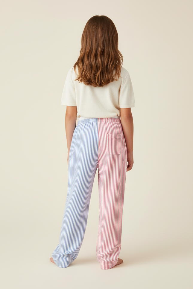 Pantalon Baggy Rayé Bicolore Ample Décontracté Enfant - Multicolore Coton - vue 2