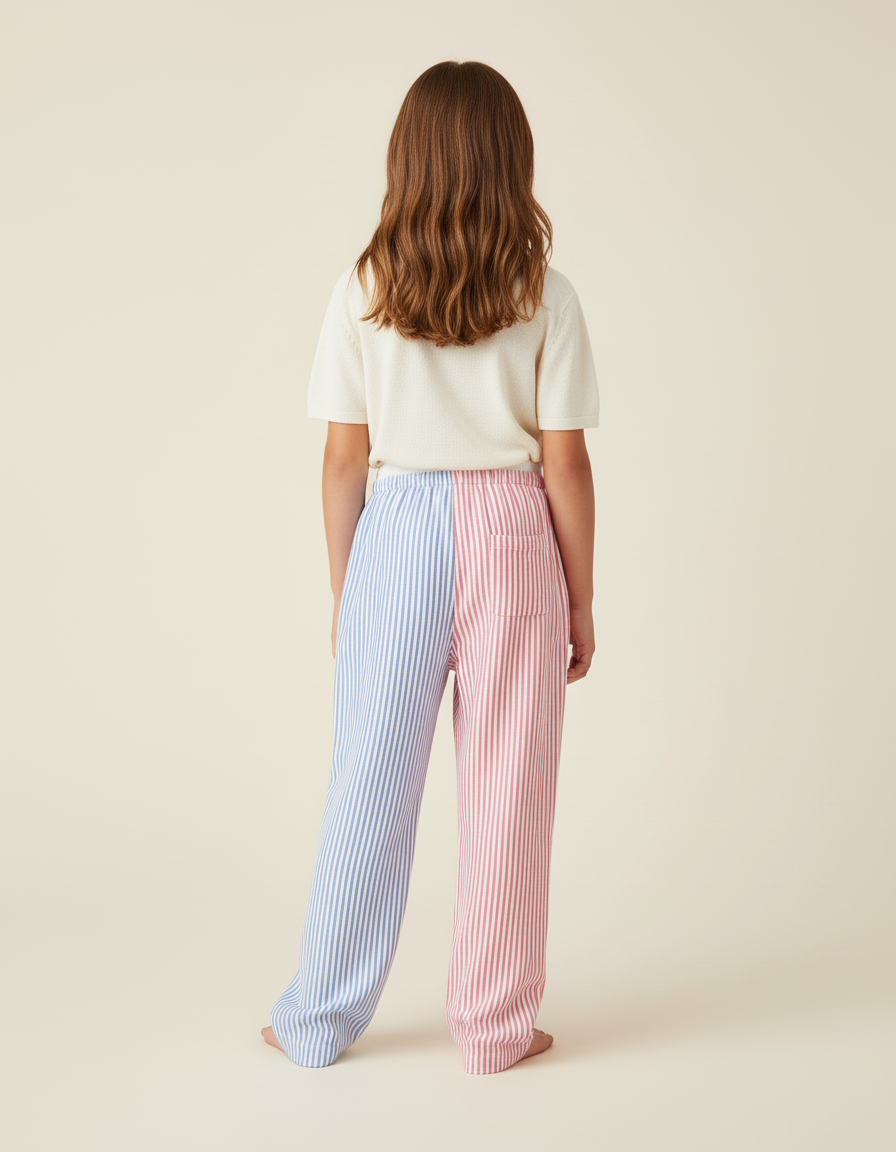 Pantalon Baggy Rayé Bicolore Ample Décontracté Enfant - Multicolore Coton - vue 2