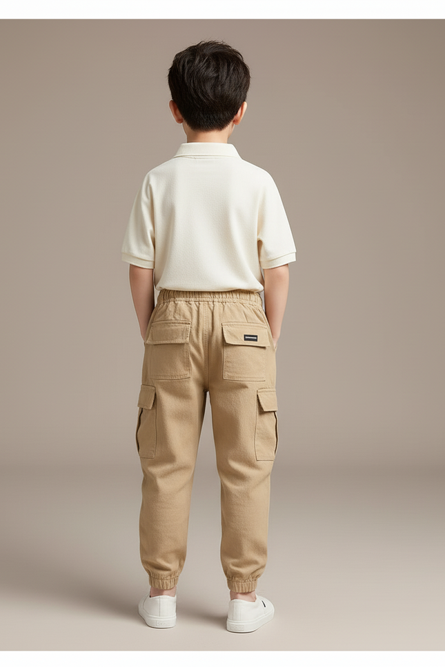 Pantalon Baggy Kaki Cargo Coton Confortable Enfant - vue 2