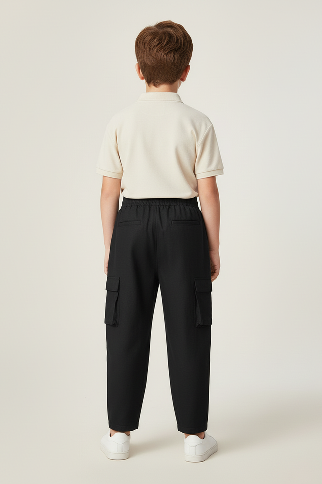 Pantalon Baggy Noir Cargo Décontracté Enfant Fluorescent - Polyester - vue 2