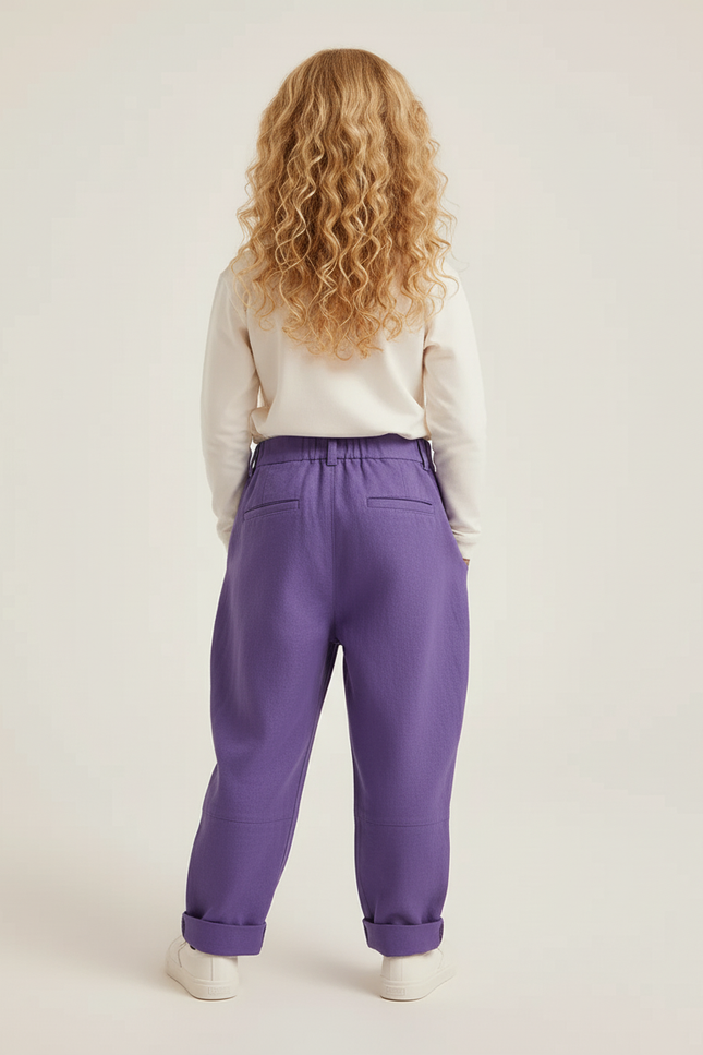 Pantalon Baggy Violet Ample Plissé Décontracté Enfant - Coton - vue 2