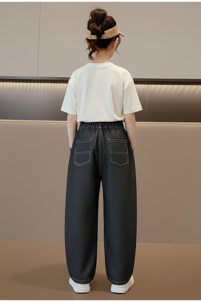 Pantalon Baggy Denim Ample Gris Décontracté Fille - Jean - vue 2