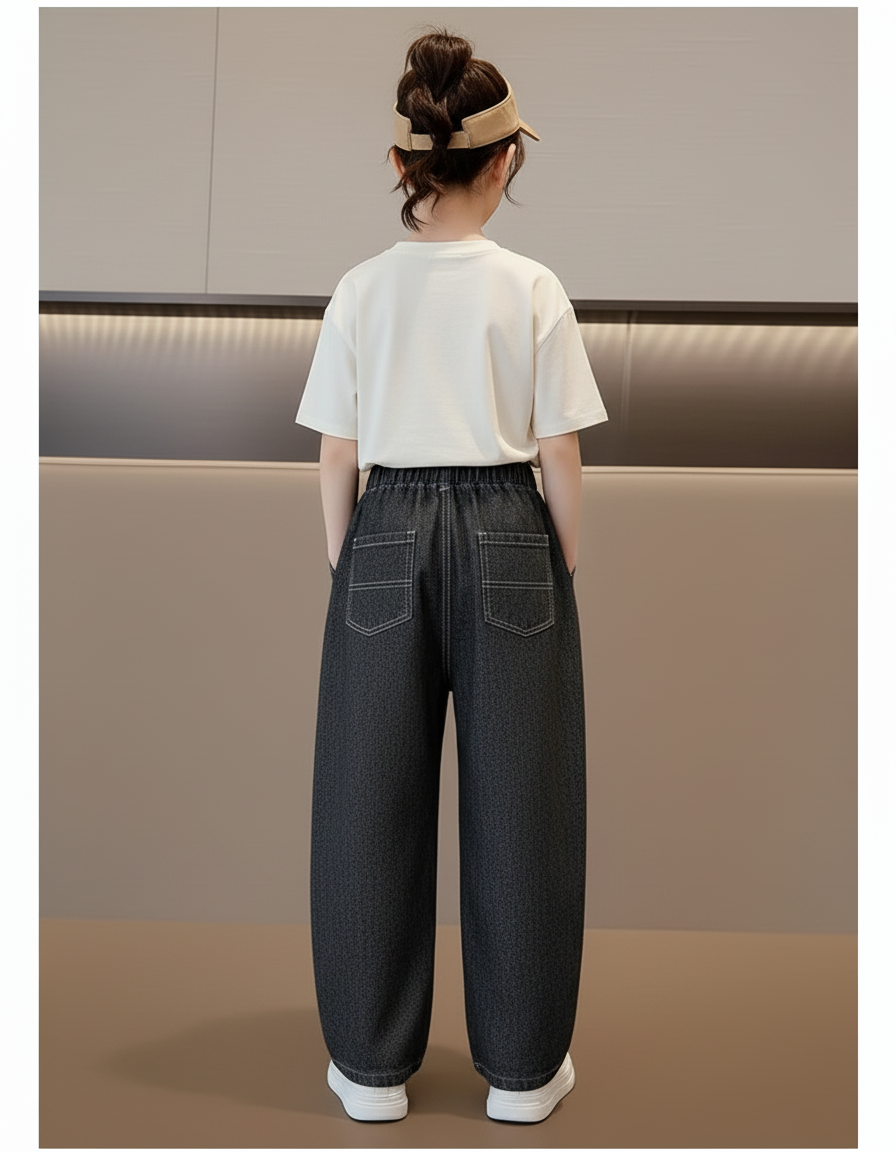 Pantalon Baggy Denim Ample Gris Décontracté Fille - Jean - vue 2