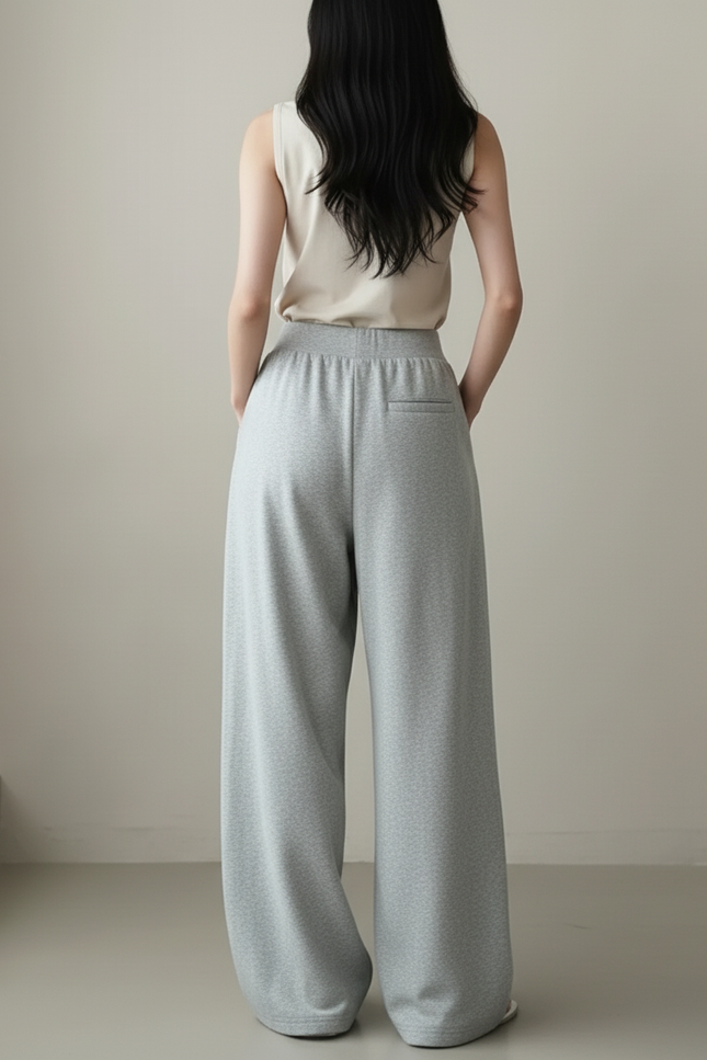 Pantalon Baggy Gris Ample Cordon Décontracté Femme - Molleton - vue 2