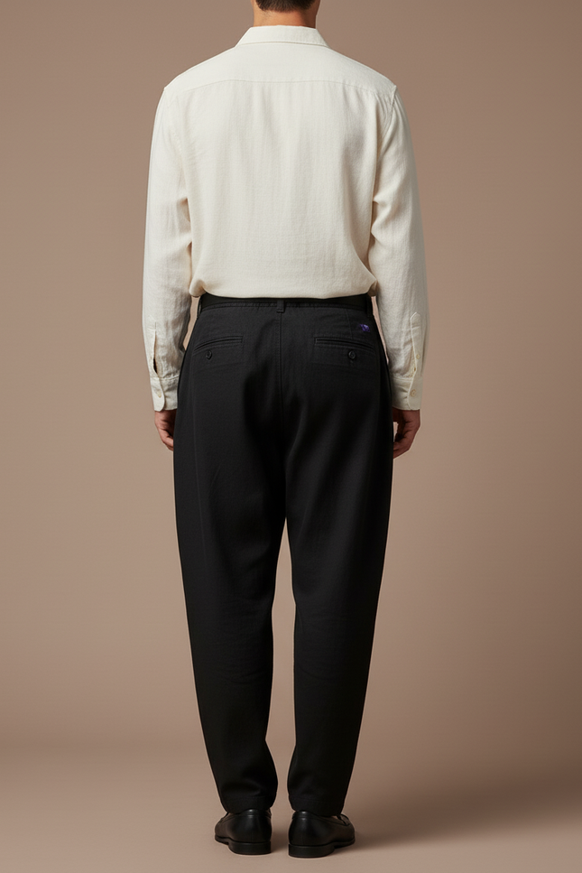 Pantalon Baggy Noir Ample Coton Ceinturé Homme - vue 2