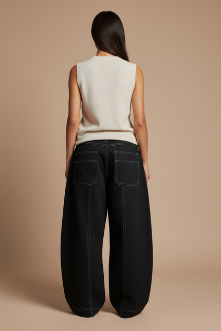 Pantalon Baggy Noir Ample Streetwear Alien Néon - Jean - vue 2