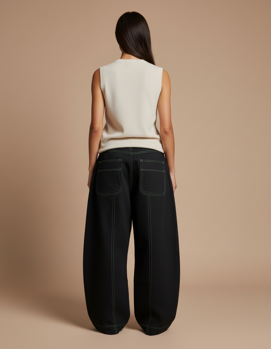 Pantalon Baggy Noir Ample Streetwear Alien Néon - Jean - vue 2