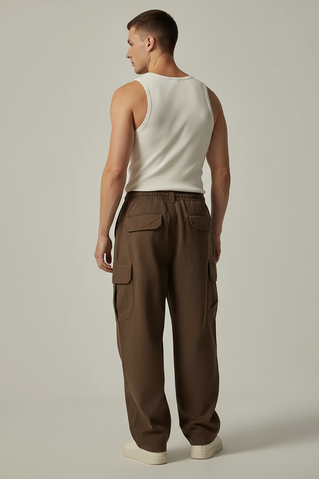 Pantaloni Militari Baggy - Marron Toile - vue 2
