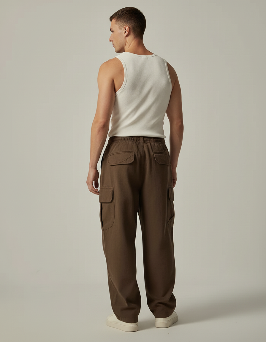 Pantaloni Militari Baggy - Marron Toile - vue 2