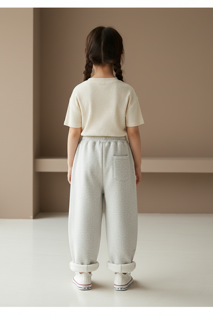 Pantalon Baggy Gris Molletonné Ample Confortable Enfant - vue 2