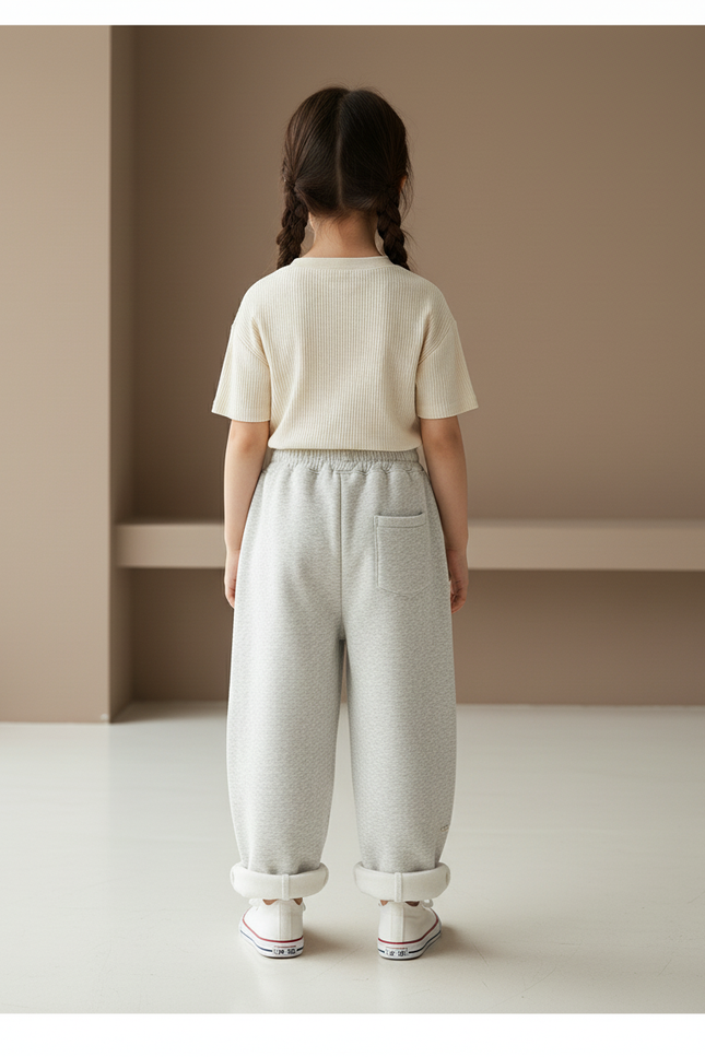 Pantalon Baggy Gris Molletonné Ample Confortable Enfant - vue 2
