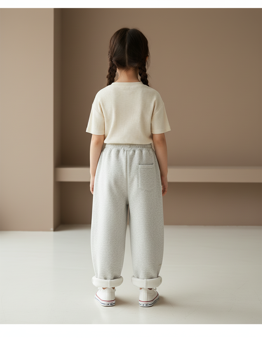 Pantalon Baggy Gris Molletonné Ample Confortable Enfant - vue 2