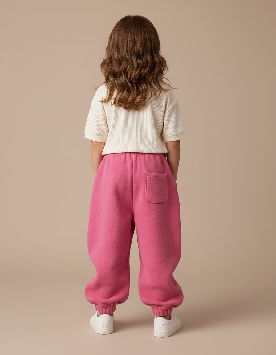 Pantalon Baggy Rose Molletonné Hiver Chaud Enfant - vue 2