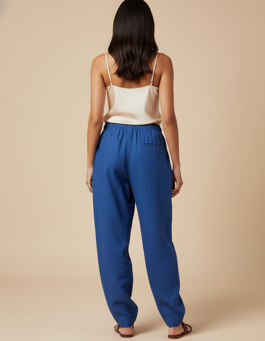 Pantalon Baggy Bleu Imprimé Bratz Cordon Fluide - Lin - vue 2