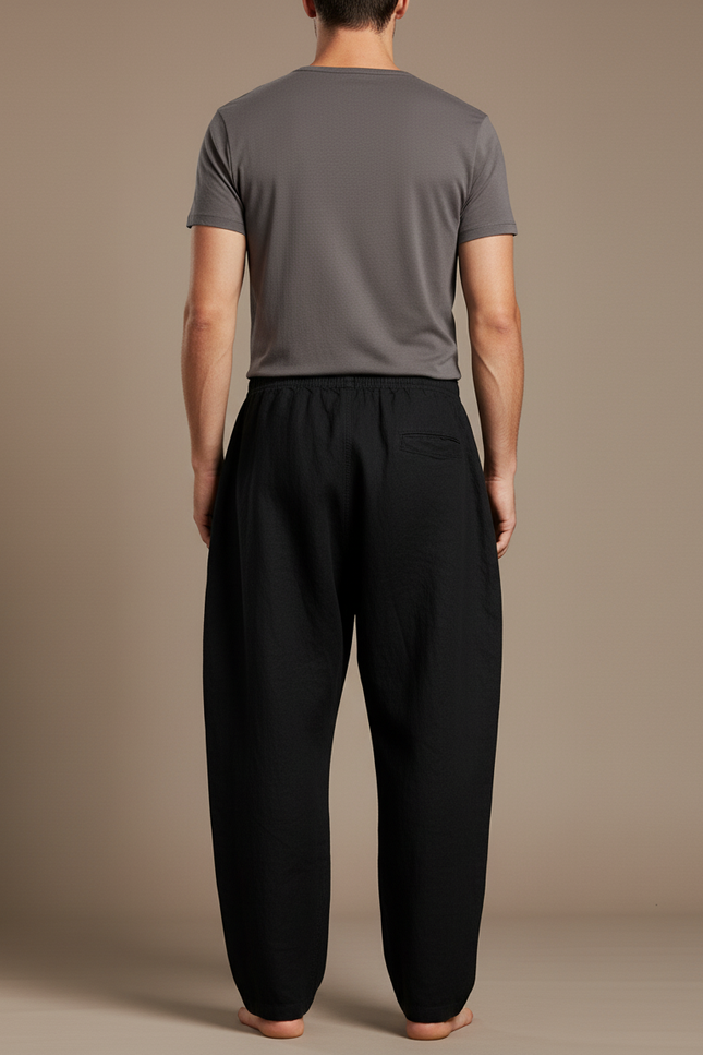 Pantalon Baggy Coton - Noir Lin - vue 2