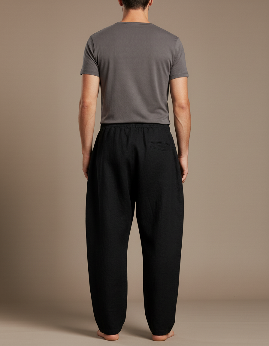 Pantalon Baggy Coton - Noir Lin - vue 2