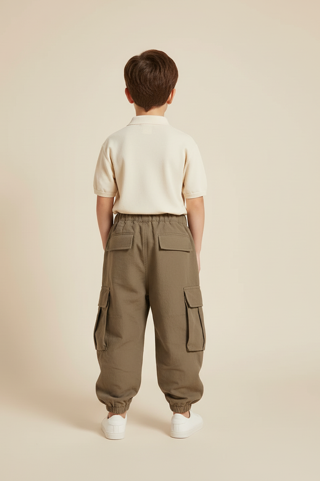 Pantalon Baggy Kaki Coton Cargo Garçon Décontracté - vue 2