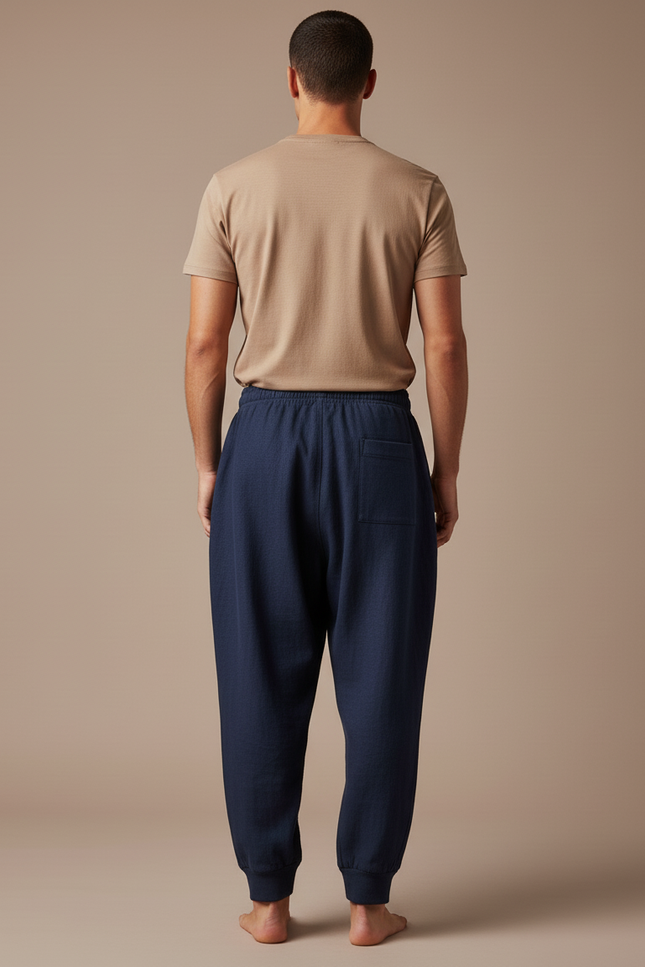 Pantalon Baggy Bleu Marine Cordon Molleton Ample Homme - vue 2