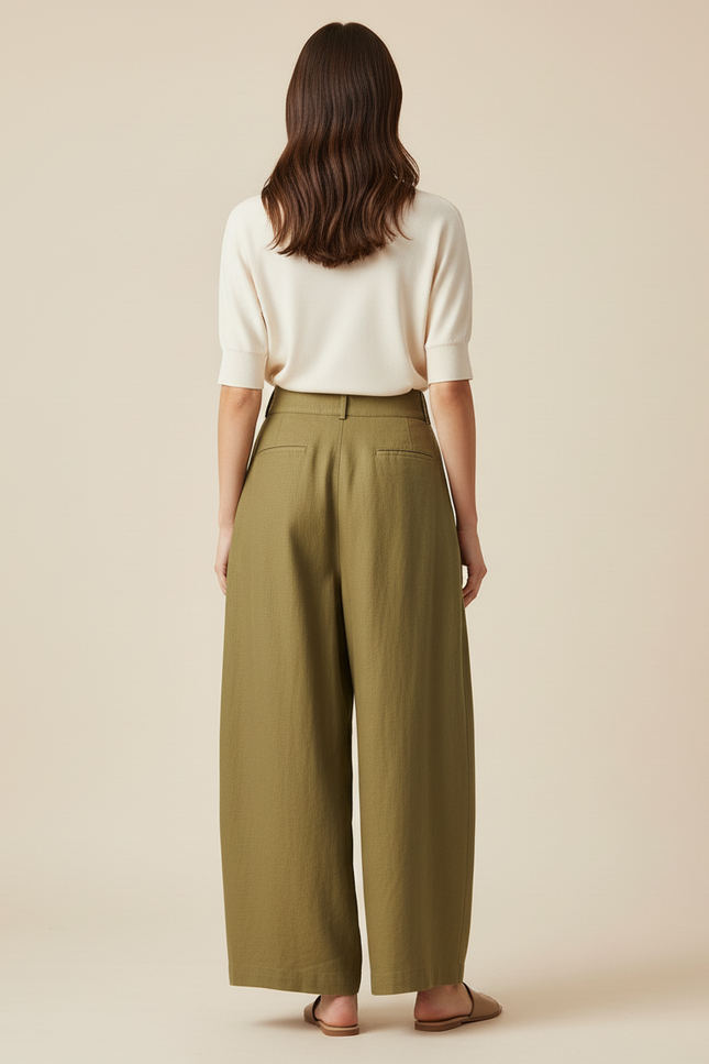 Pantalon Baggy Kaki Lin Plissé Ample Femme - vue 2