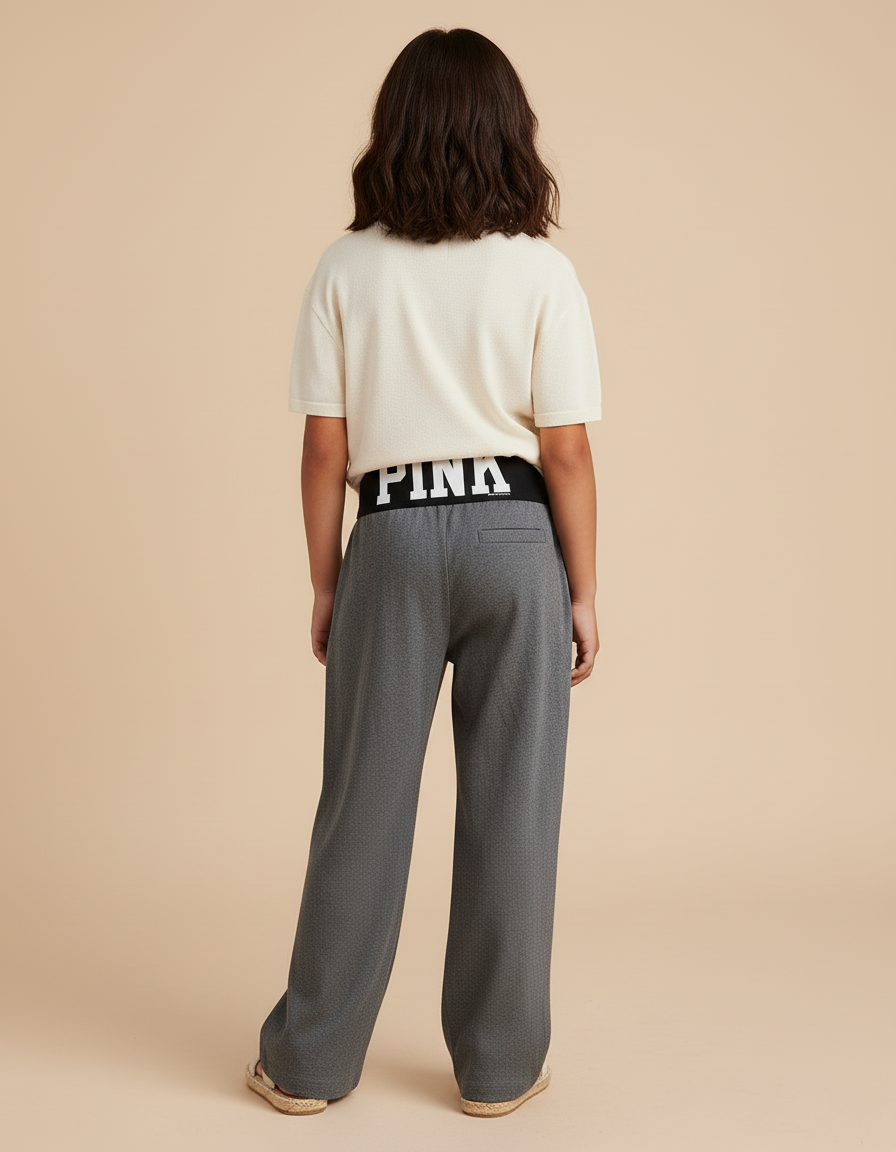 Pantalon Baggy Gris Ample Confortable Décontracté Fille - Molleton - vue 2