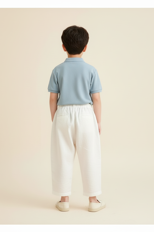 Pantalon Baggy Écru Ample Lin Léger Enfant - Beige - vue 2