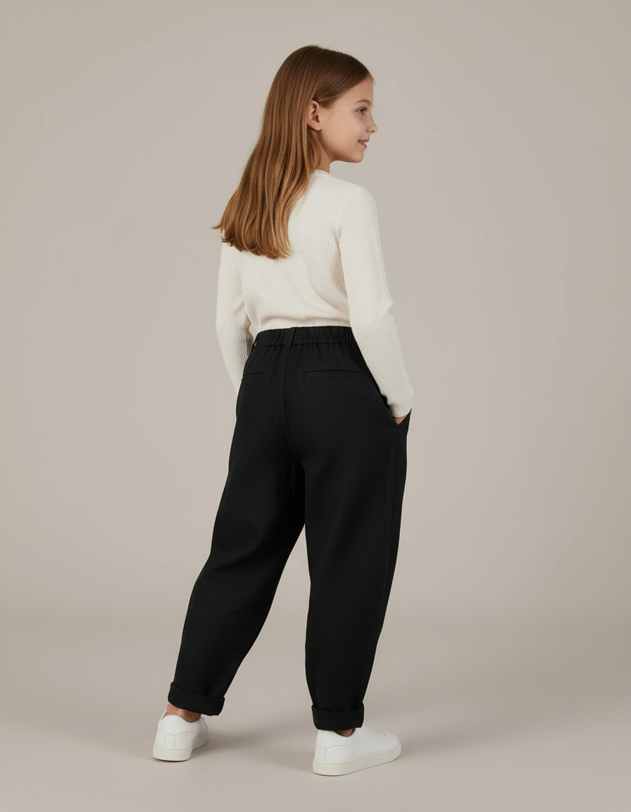 Pantalon Baggy Noir Ample Décontracté Fille - Coton - vue 2
