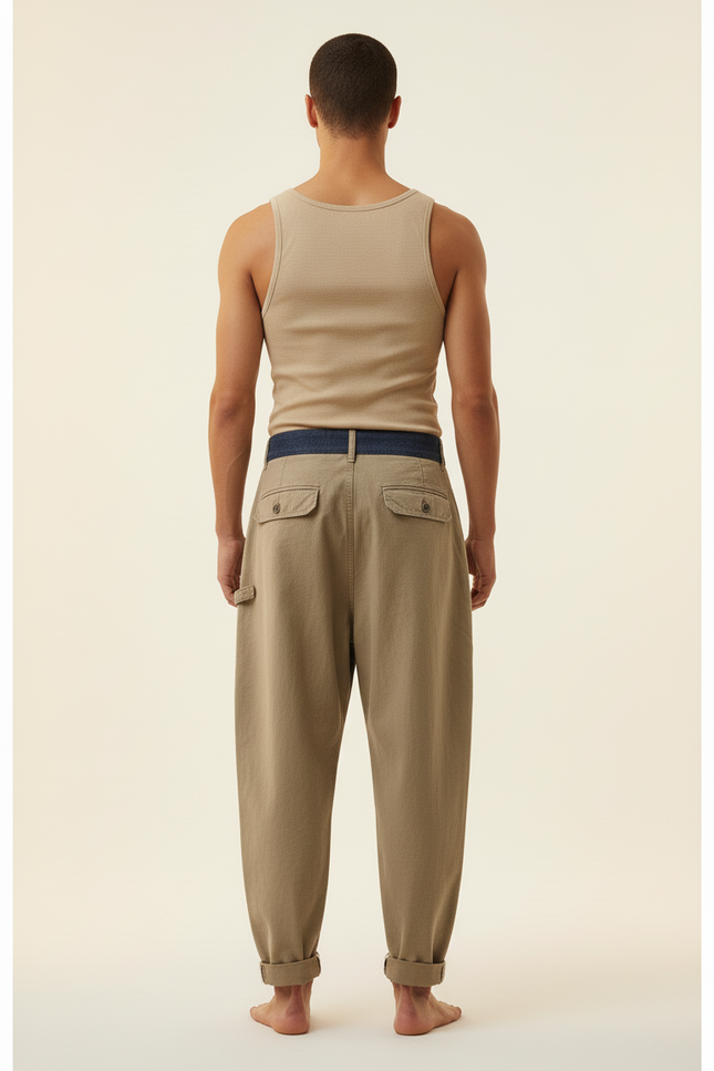 Pantalon Baggy Kaki Coton Ample Décontracté Homme - vue 2