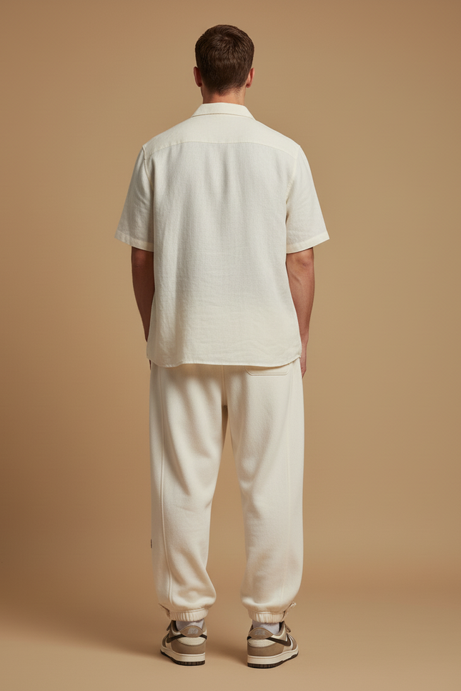Pantalon Baggy Crème Molleton Confortable Ample Homme - Beige - vue 2