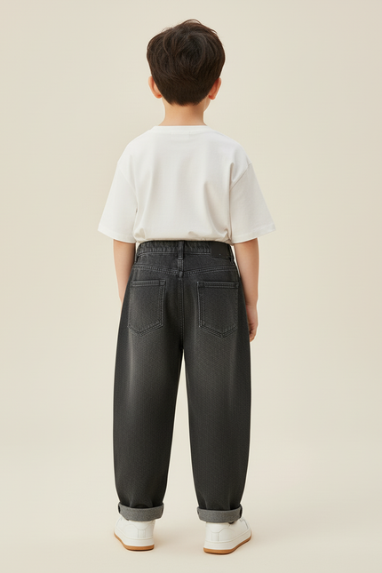 Pantalon Baggy Denim Gris Ample Décontracté Garçon - Jean - vue 2
