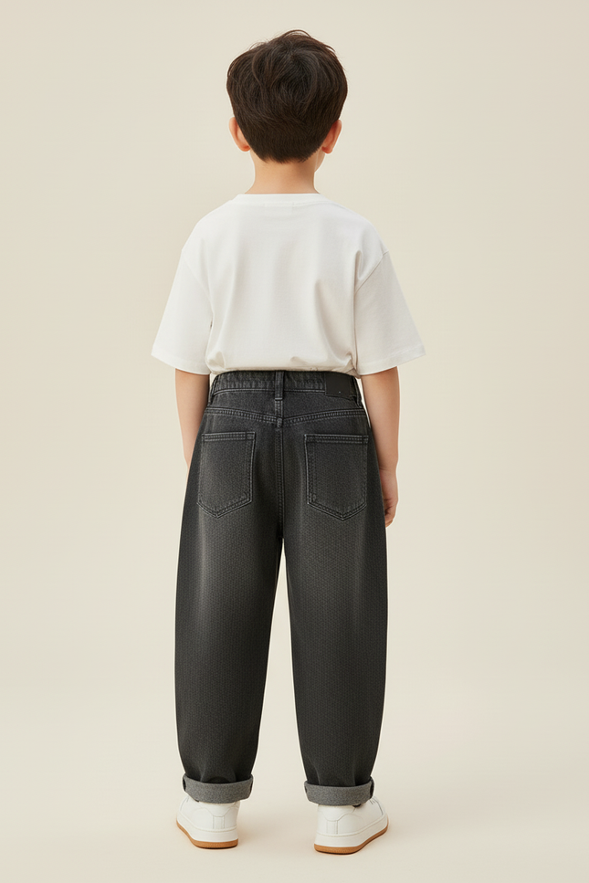 Pantalon Baggy Denim Gris Ample Décontracté Garçon - Jean - vue 2