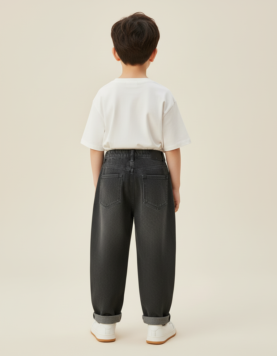 Pantalon Baggy Denim Gris Ample Décontracté Garçon - Jean - vue 2