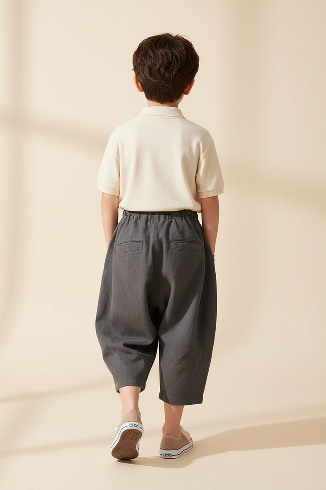 Pantalon Baggy Gris Coton Ample Décontracté Garçon - vue 2