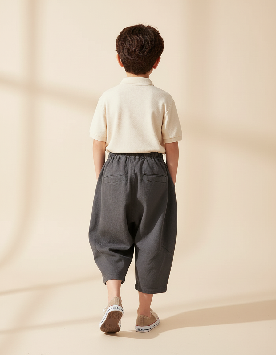 Pantalon Baggy Gris Coton Ample Décontracté Garçon - vue 2