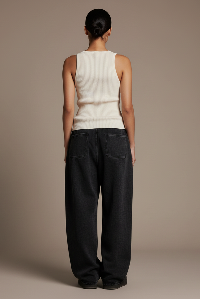 Pantalon Baggy Noir Délavé Gothique Imprimé Large - Jean - vue 2