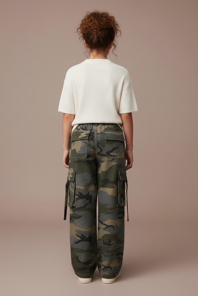 Pantalon Baggy Camouflage Cargo Ample Enfant - Multicolore Toile - vue 2