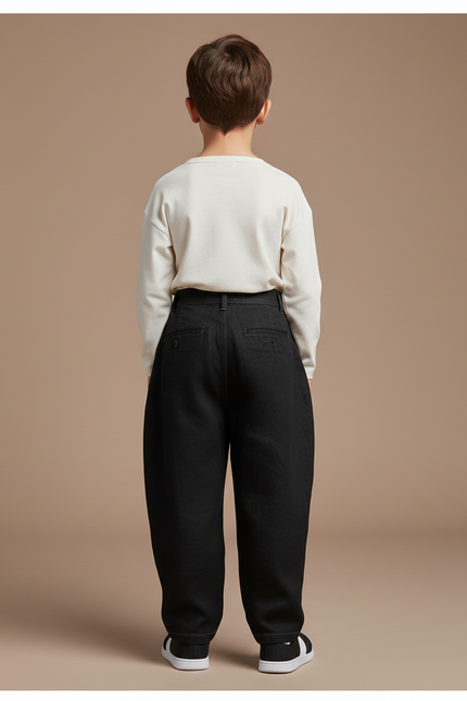 Pantalon Baggy Noir Ample Coton Plissé Enfant - vue 2