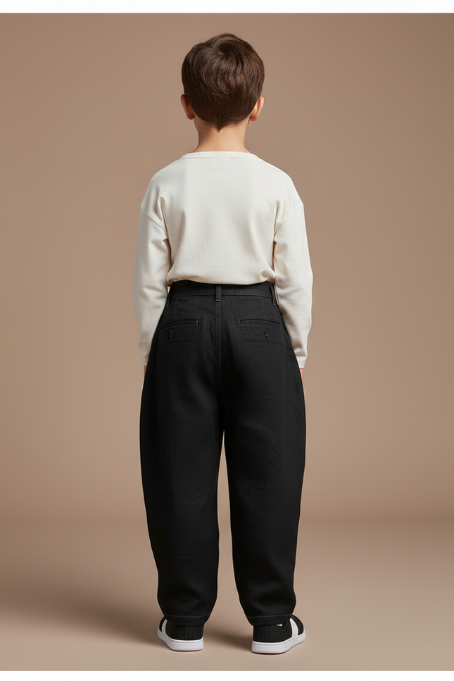 Pantalon Baggy Noir Ample Coton Plissé Enfant - vue 2